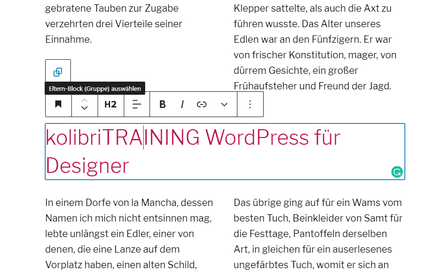 WordPress 5.5, Neuerungen, Verbesserte Blocknavigation und -bewegung
