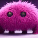 A-photo-of-a-big-pink-fur-monster-standing-in-a-purple-room