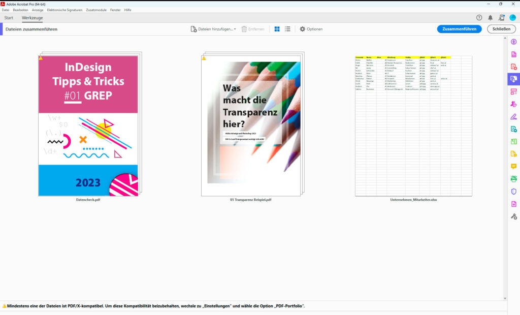 Acrobat Zusammenstellen Dokumente Kurs
