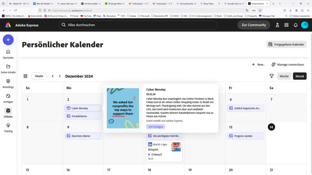 Adobe Express Redaktionsplan Social Media Schulung Online