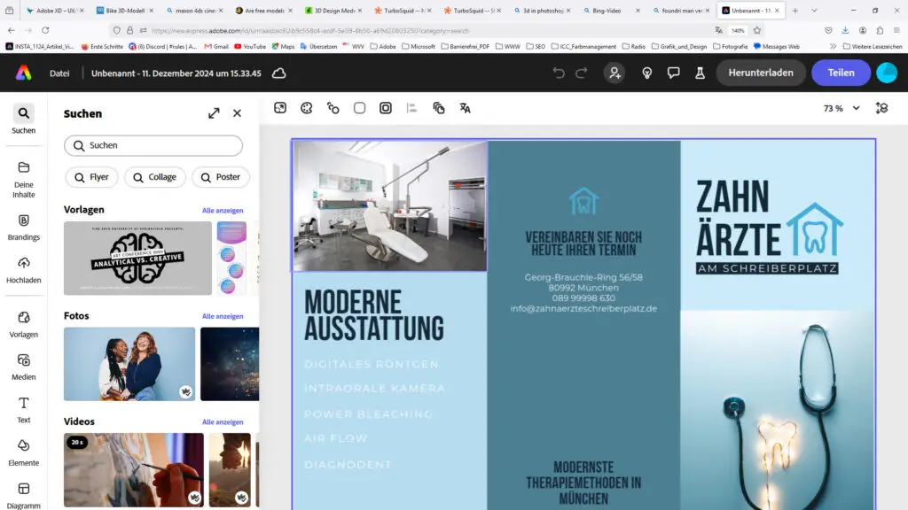 Adobe Express Social Media Content unsertraining.de Druck Flyer erstellen