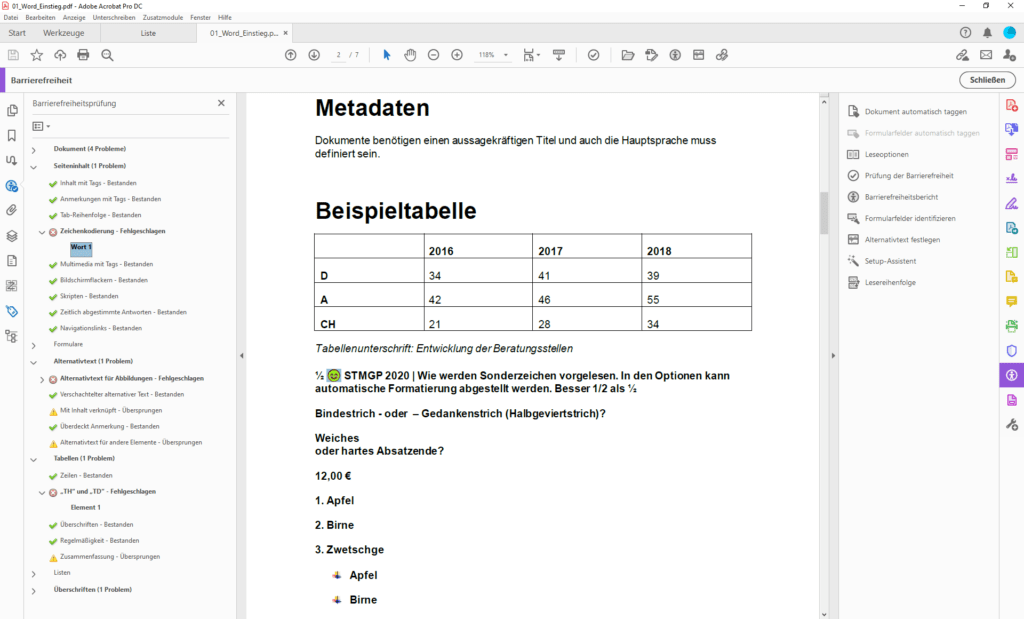 Barrierefreie PDF/UA Dokumente Screenshot 01