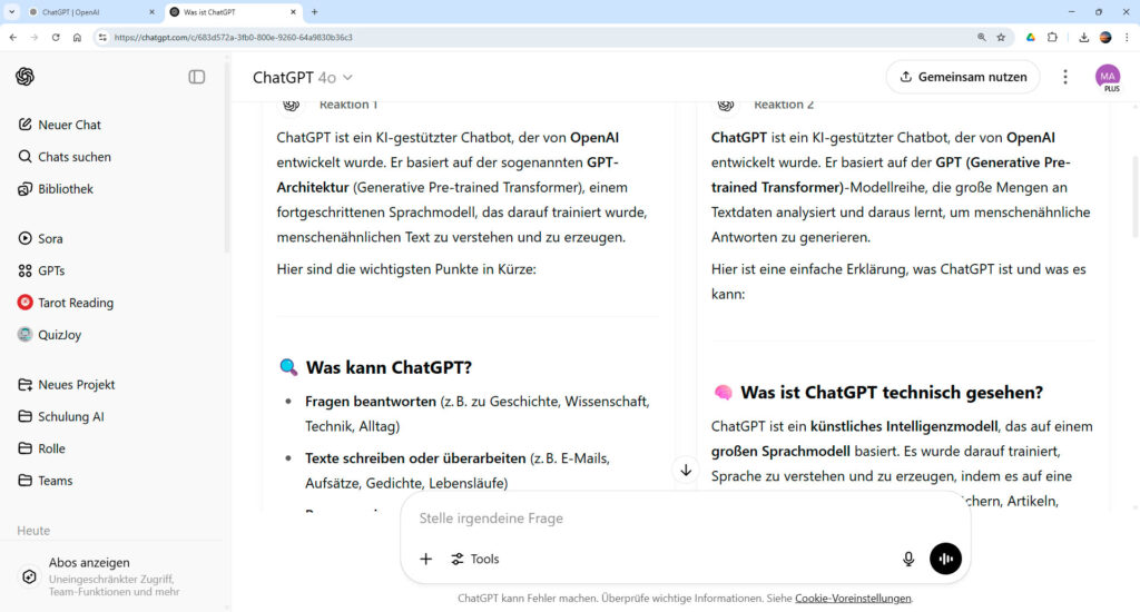 Copilot ChatGPT Schulung Chat