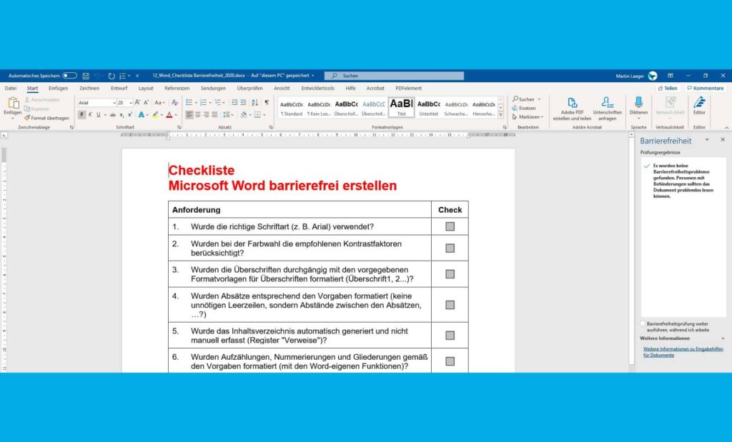 Barrierefreie PDF/UA Dokumente Screenshot 02