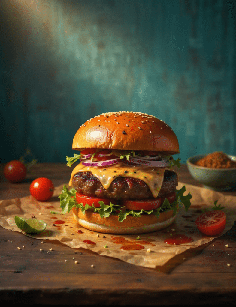 Gourmet Cheeseburger generiert mit Firefly 5, unserTRAINING