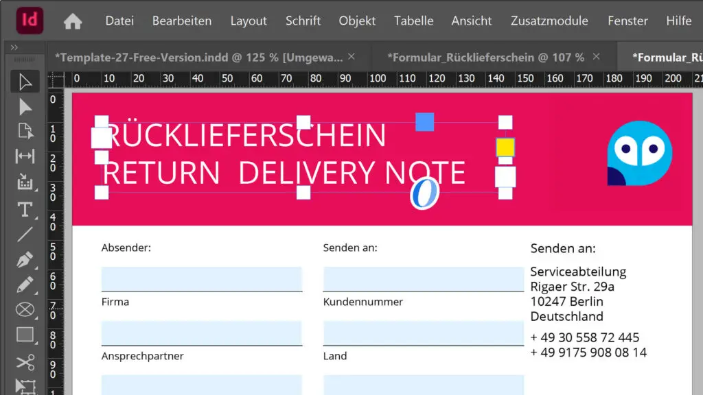 Adobe InDesign für Fortgeschrittene Schulung Beispiel interaktive Formulare