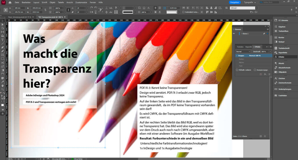 InDesign_Photoshop_Schulung_Layout_Transparenz Beispiel PDF/X3 PDF/X4