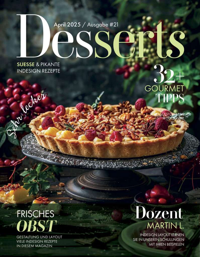 Adobe InDesign Schulung Layout und Gestaltung Schulung Beispiel Gourmet Zeitschrift