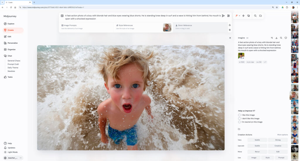 Midjourney Version 7 im Browser
