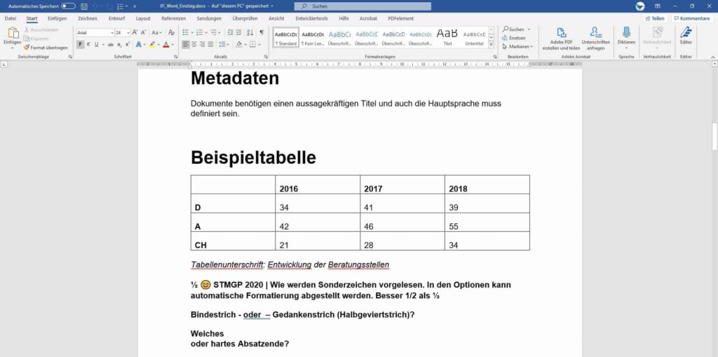 Kurs Barrierefreie Dokumente Word 01
