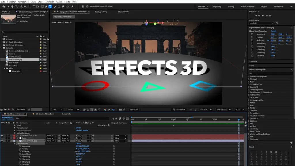 After Effects Schulung 3D Beispiel