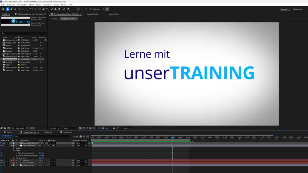 After Effects Schulung Kurs unserTRAINING.de Beispiel