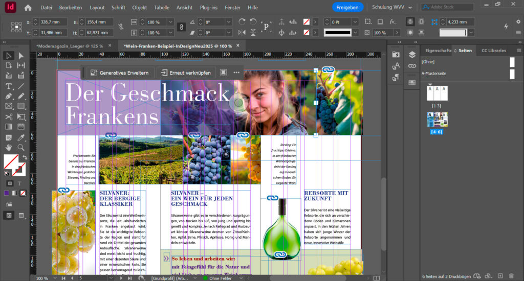 Adobe InDesign Aufbau Schulung