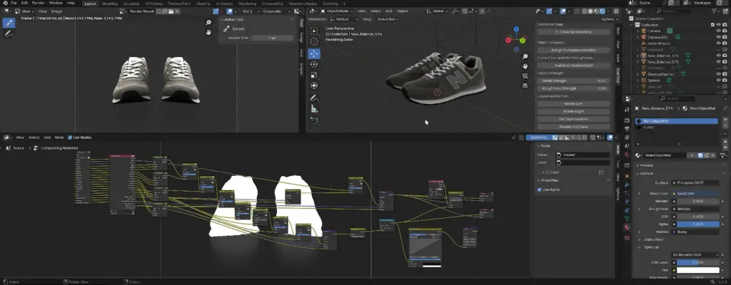 Blender shoes compositing