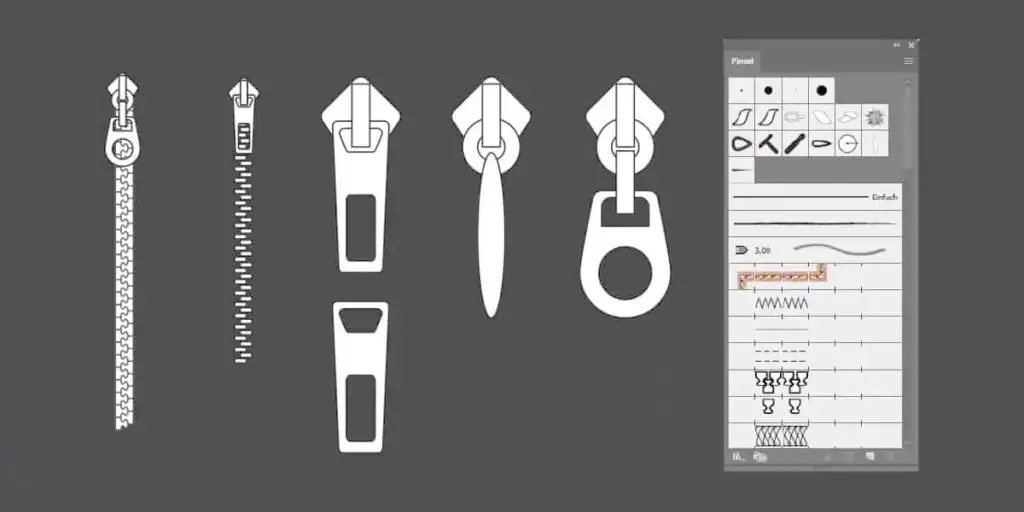 Adobe Illustrator im Modedesign Kurs Beispiel Zipper Vektor Pinsel