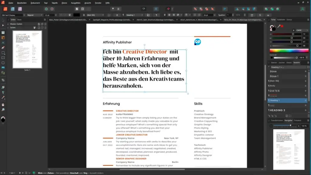 Affinity Publisher Grundlagen Schulung Beispiel 5