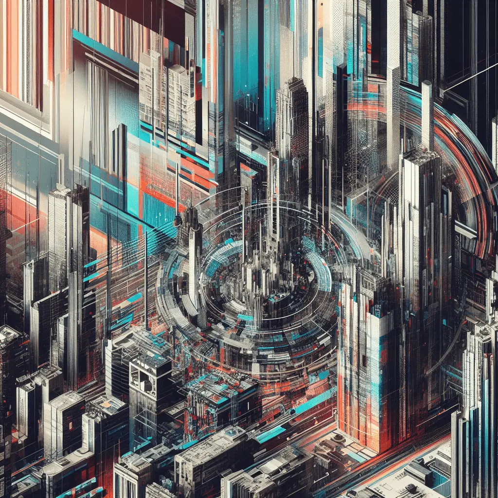 Mit der KI DALL E3 generiertes Bild, Foto Glitch-Art Prompt Schulung
