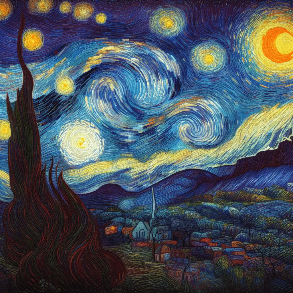 Berühmte Künstler, Van Gogh - KI generiert - AI Prompt DALL E3, Schulung