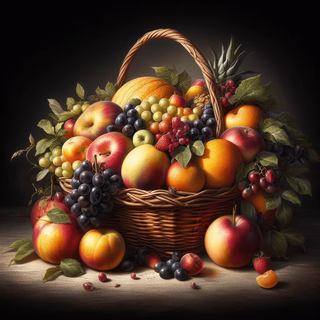 Obst Stilleben, DALL E3 AI, Prompt Schulung
