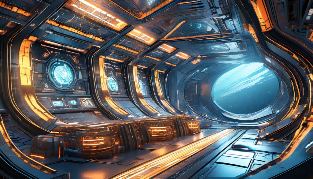 Mit Adobe Firefly KI generiertes Bild, 3D Raum Futuristisch, Prompt, Schulung Beispiel