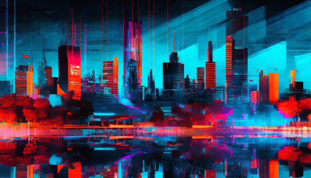 Mit der KI Adobe Firefly generiertes Bild, Foto Glitch-Art Prompt Schulung