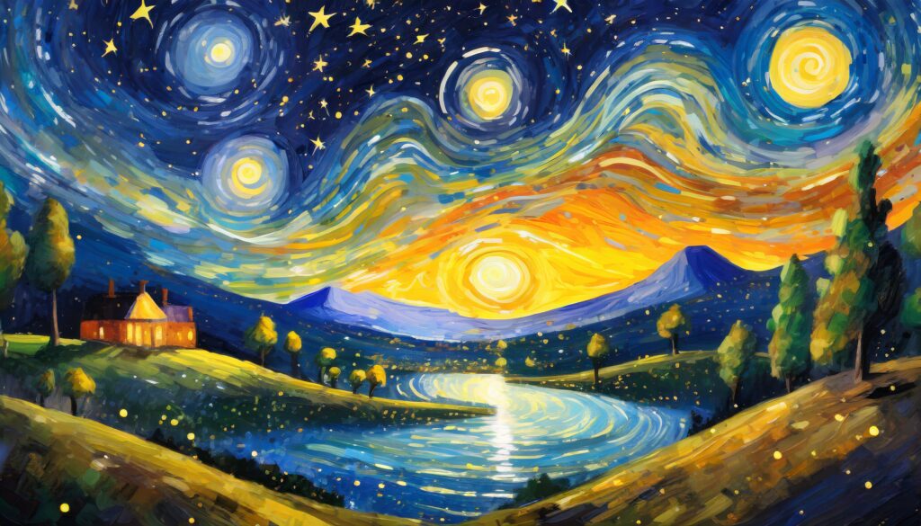 Berühmte Künstler, Van Gogh - KI generiert - AI Prompt Adobe Firefly, Schulung