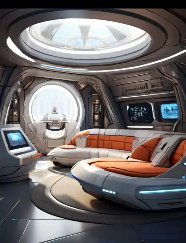 Mit Leonardo KI generiertes Bild, 3D Raum Futuristisch, Prompt, Schulung Beispiel