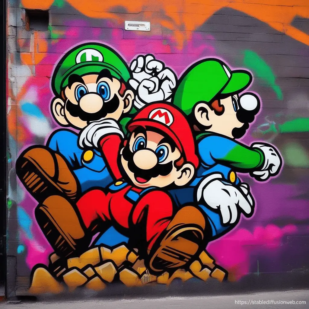 Mit der KI Stable Diffusion generiertes Bild, Street Art, Prompt Schulung