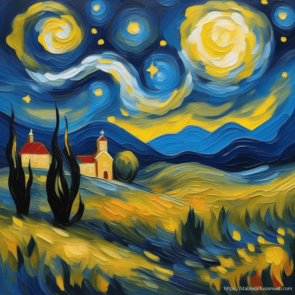 Berühmte Künstler, Van Gogh - KI generiert - AI Prompt Stable Diffusion,  Schulung
