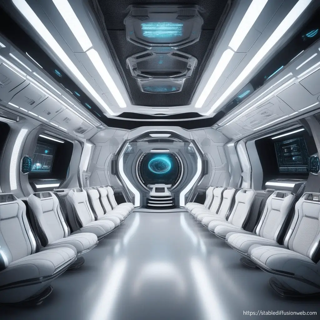 Mit Stable Diffusion KI generiertes Bild, 3D Raum Futuristisch, Prompt, Schulung Beispiel
