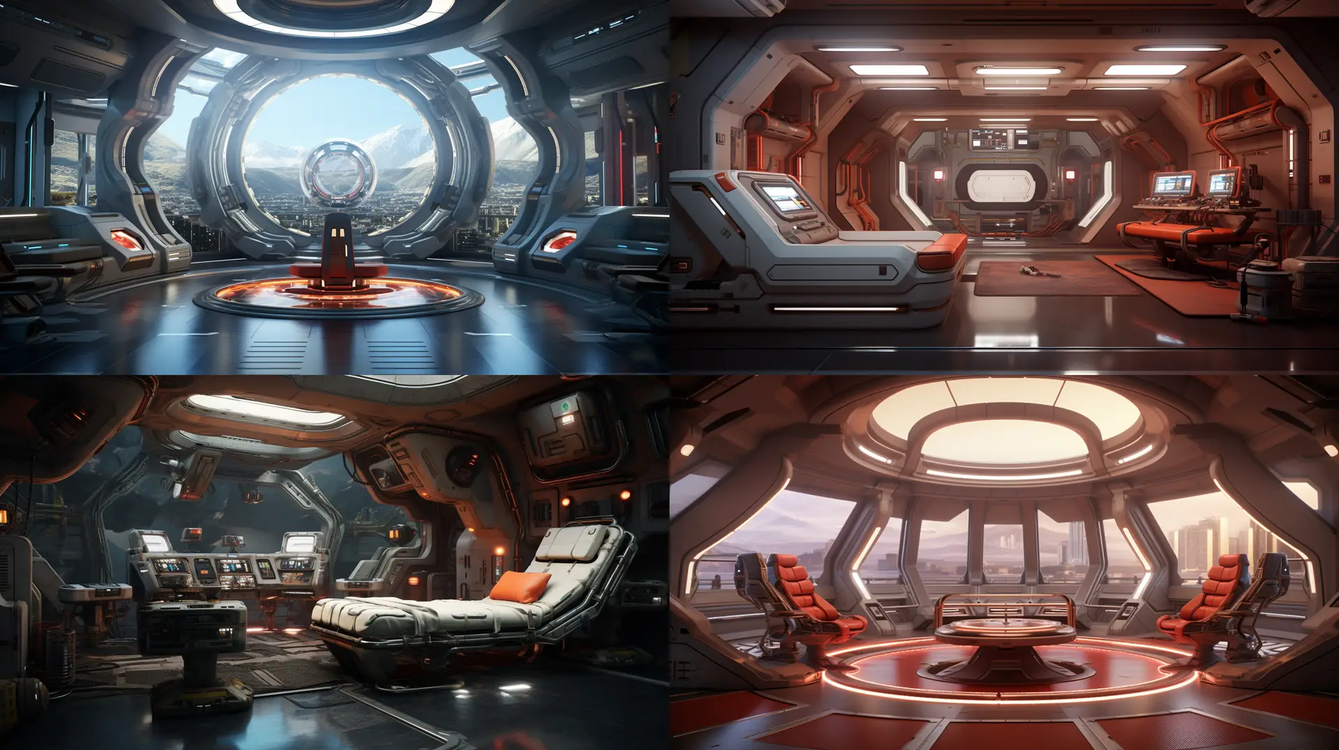 Mit Midjourney 5.2 KI generiertes Bild, 3D Raum Futuristisch, Prompt, Schulung Beispiel