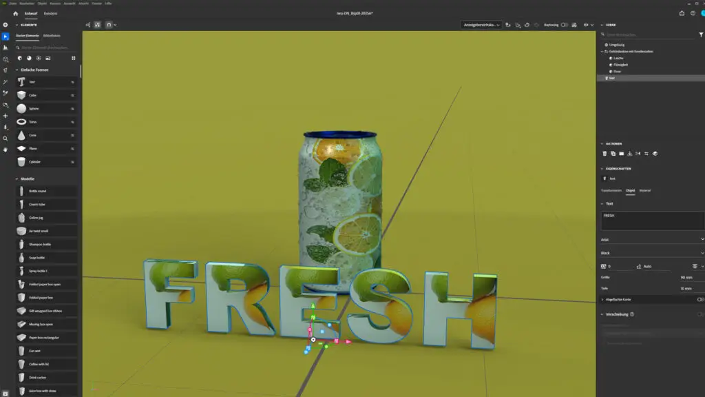 Adobe Dimension 3D Text Schulung