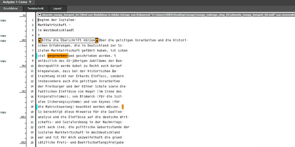 InCopy Schulung Beispiel 01