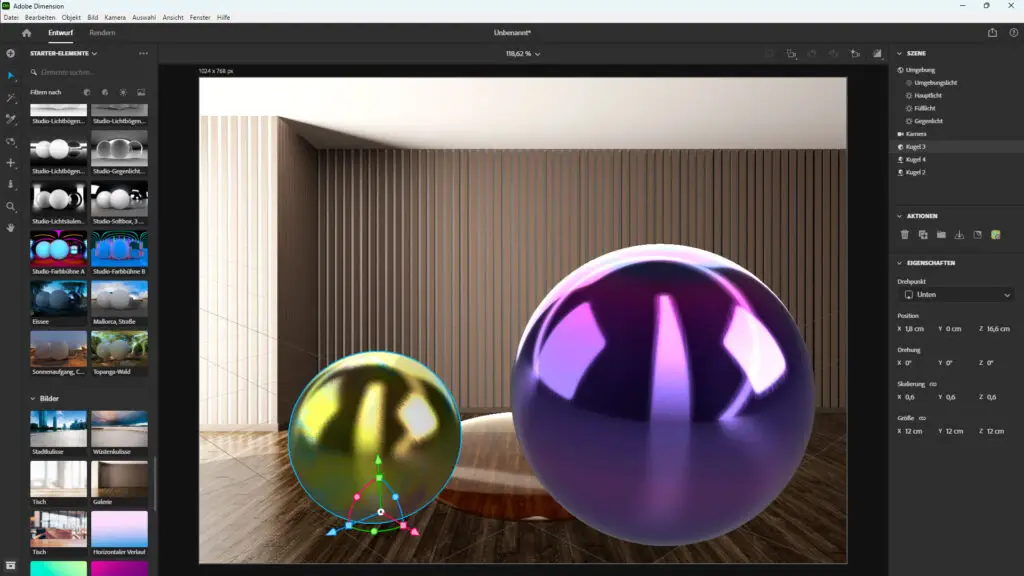 Photoshop Dimension Schulung Beispiel Kugeln 3d