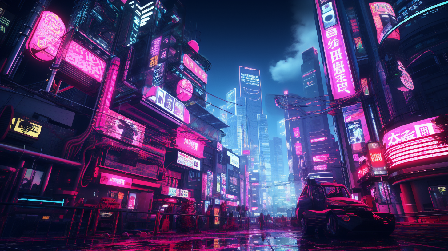 Mit der KI Midjourney AI generiertes Bild, Cyberpunk, Prompt Schulung Beispiel