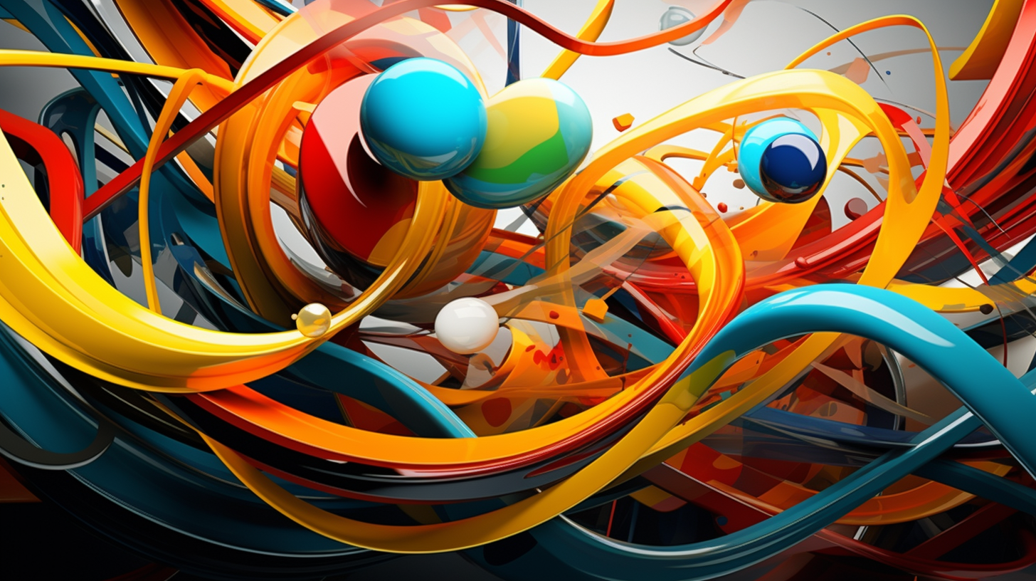 Mit Midjourney 5.2 generiertes abstraktes Bild mit Prompt, Schulung Beispiel