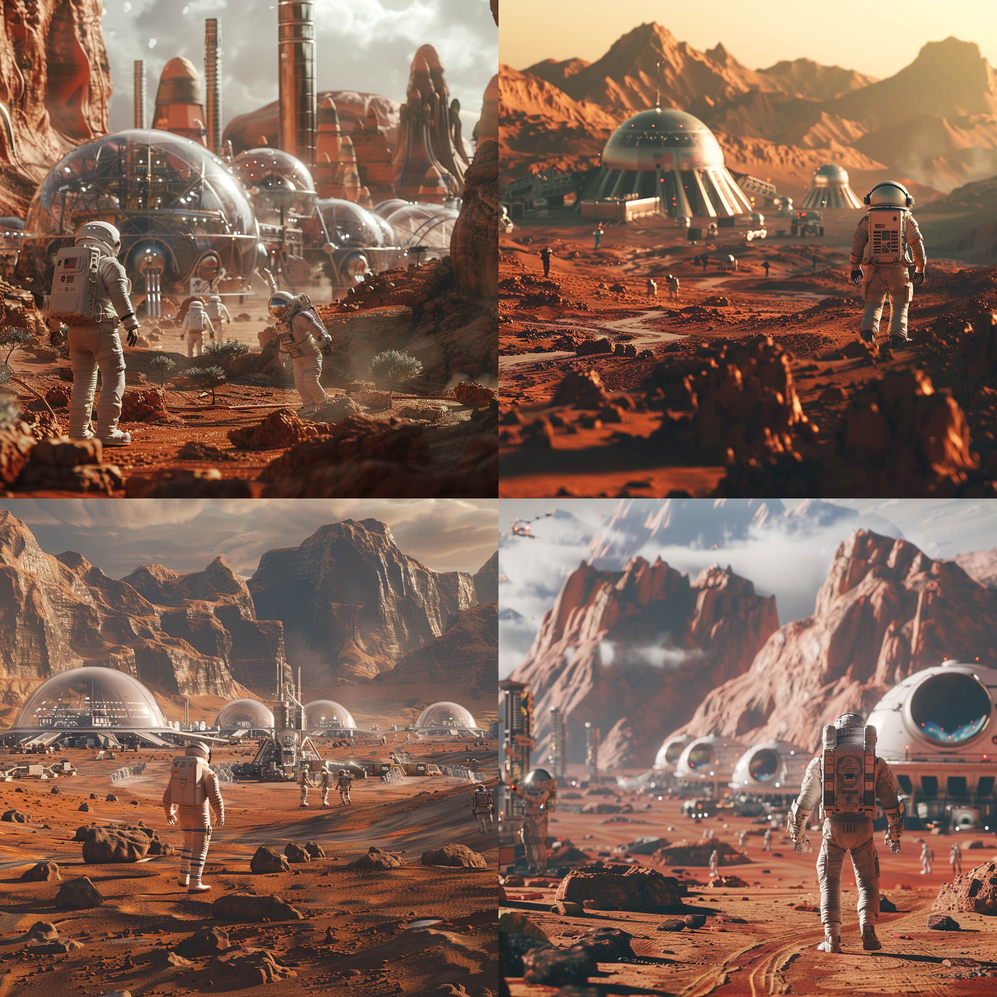 Midjourney AI Bild: Kolonne auf dem Mars