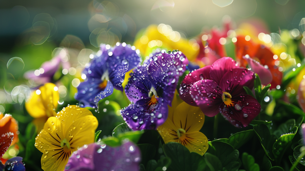 Generiert mit Midjourney Frühling Stiefmütterchen
