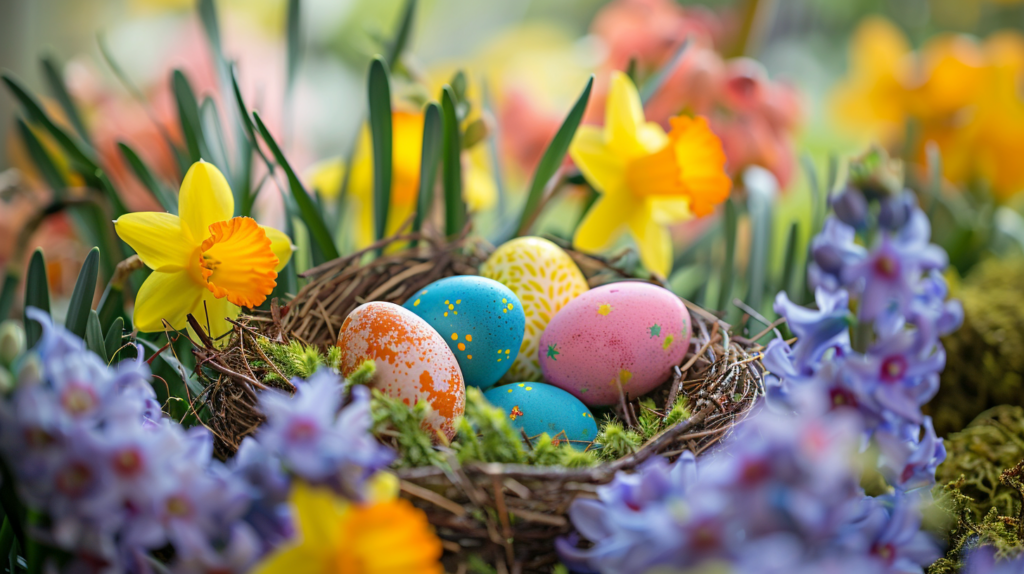 Generiert mit Midjourney Frühling Osternest