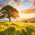 Firefly Dreamlike summer grassland landscape with a tree 27263