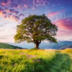 Firefly Dreamlike summer grassland landscape with a tree 45141