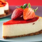 Firefly a delicious cheesecake slice with strawberries on the top 33518