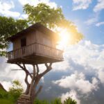Firefly ein baumhaus in den wolken an einem sonnigen tag 33518