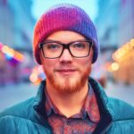 Firefly portrait of a futuristic berlin man in a beanie hat and glasses, -apocalyptic- 27263