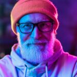 Firefly portrait of a futuristic berlin man in a beanie hat and glasses, -apocalyptic- 36040