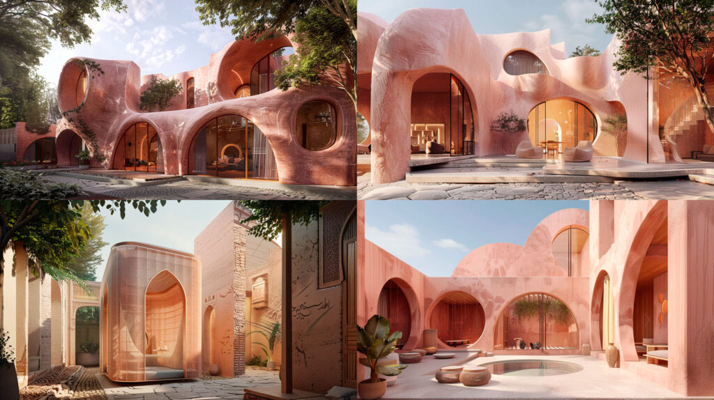 Rosenquarz Beispiel Architektur Design - KI generiert - AI