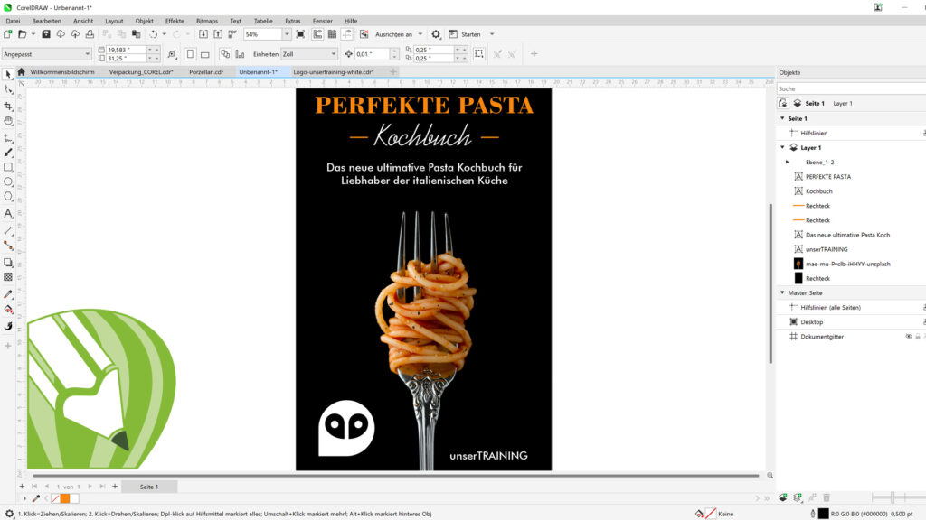 Corel Draw Schulung Fortgeschrittene Buchcover Gestaltung
