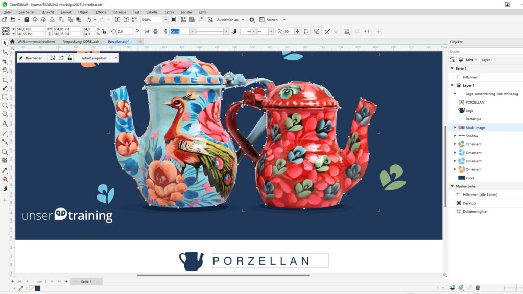 Corel DRAW Schulung Beispiel Powerclip