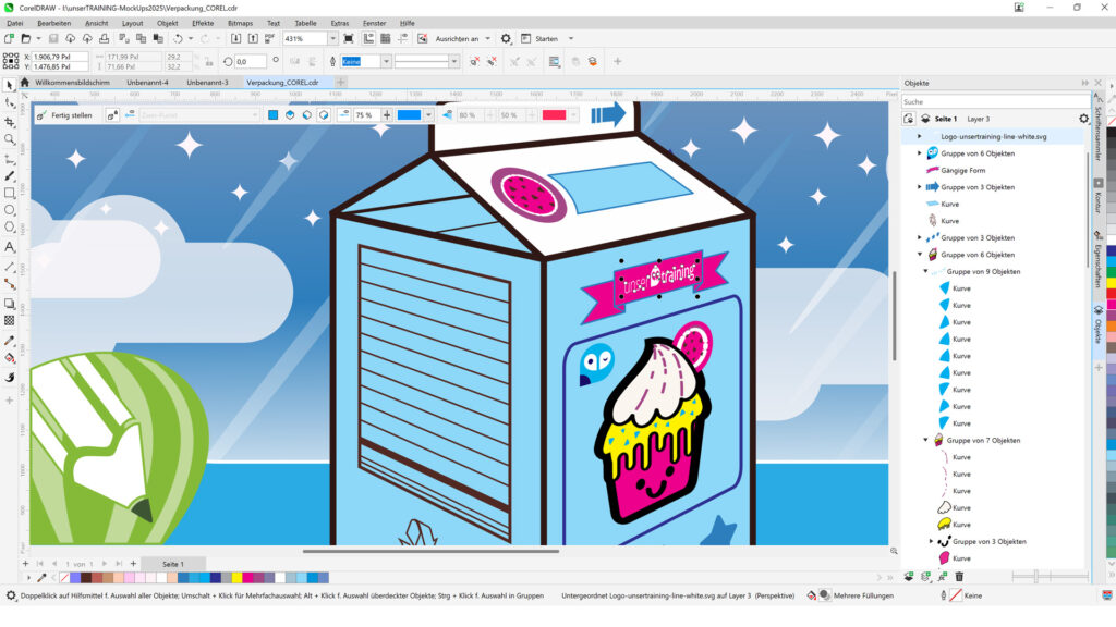 Corel DRAW Schulung Beispiel Perspektive Vektorgrafik