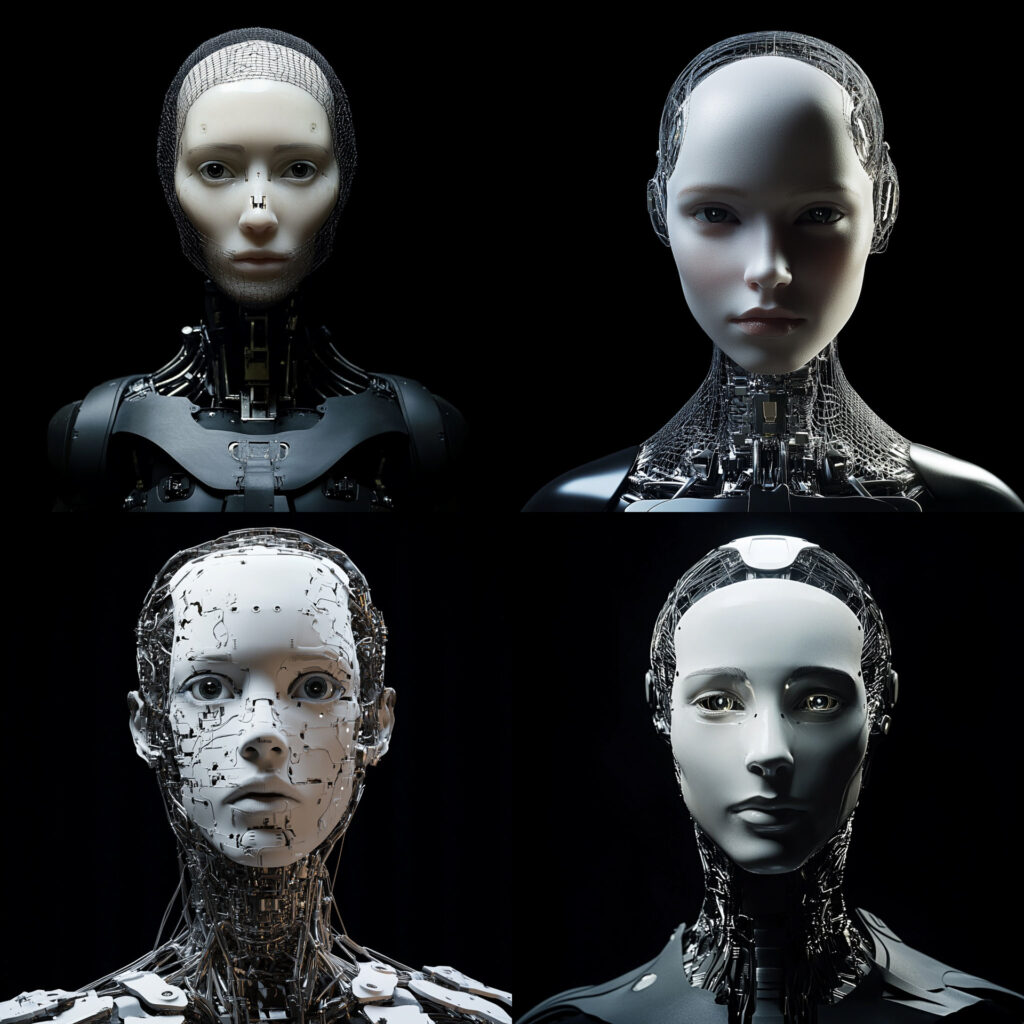 Frontal Aufnahme Männliche und Weibliche Cybers KI generiert mit Midjourney
